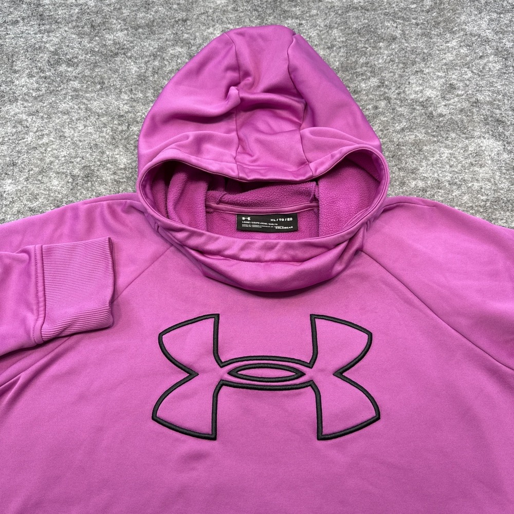 Under Armour Cold Gear hoodie women's XL loose pink embroidered big logo pockets